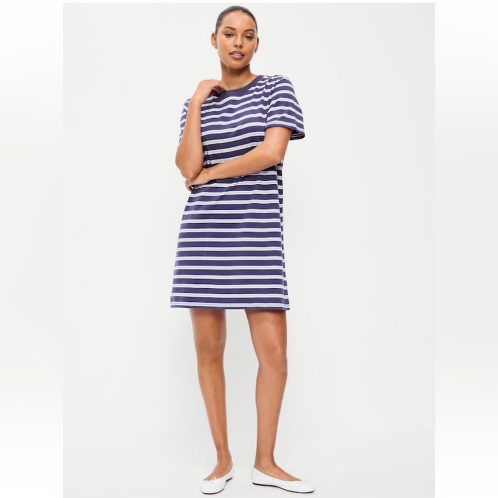 Old Navy - Striped Vintage Crew-Neck Mini T-Shirt Dress